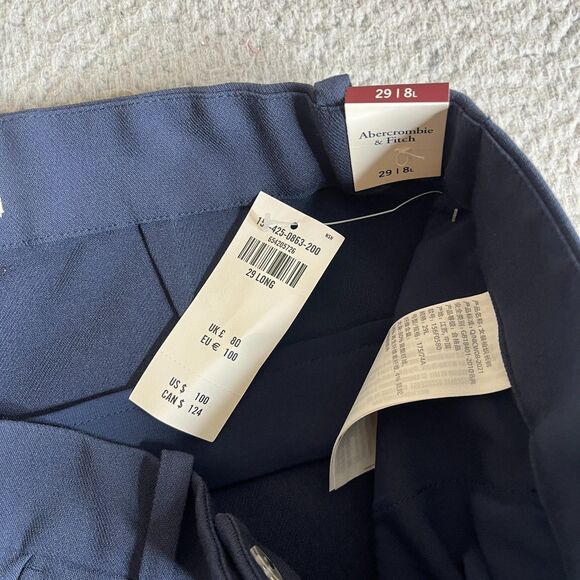 Abercrombie Fitch Dress Pants Women 29, 8L Blue Stretch Pleated Straight 28 x 31 - Picture 6 of 14